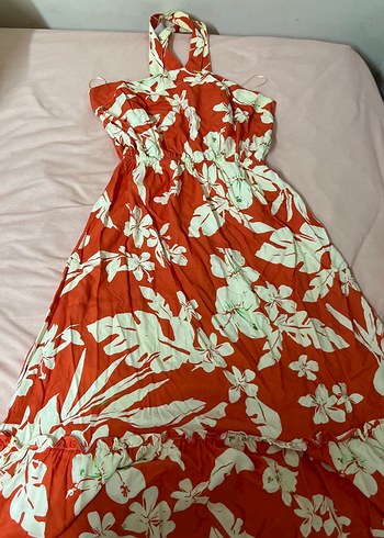 Nar Cicegi Desenli Uzun Bohem Elbise - Görsel 2