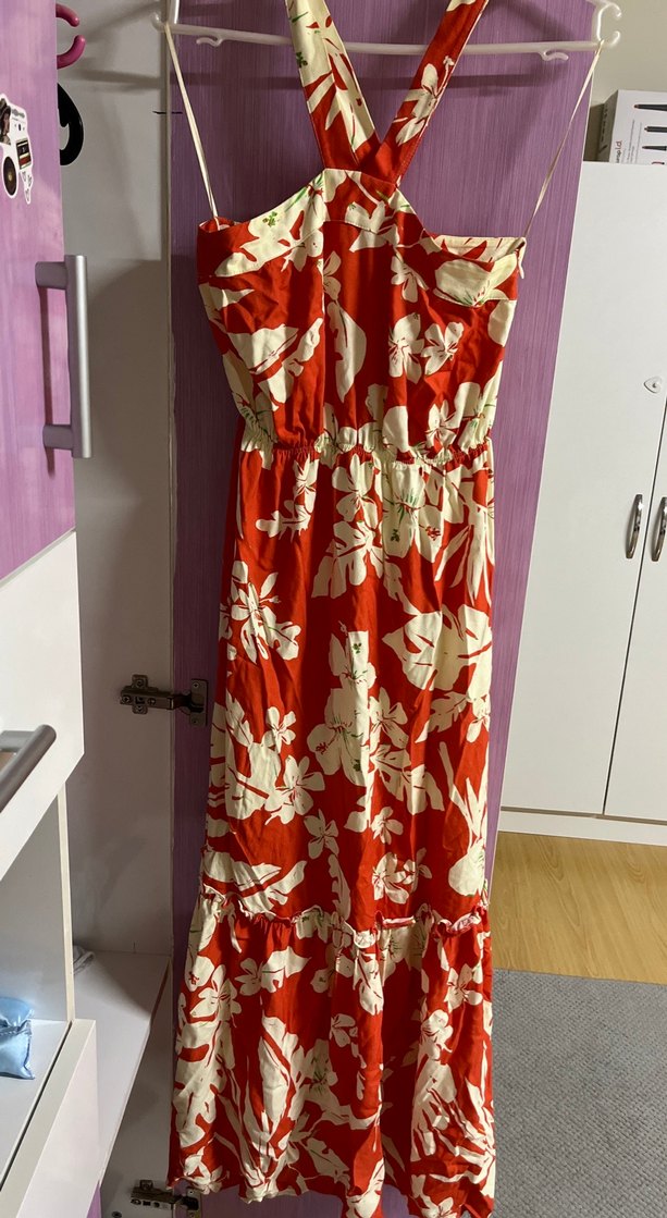 Nar Cicegi Desenli Uzun Bohem Elbise - Görsel 3