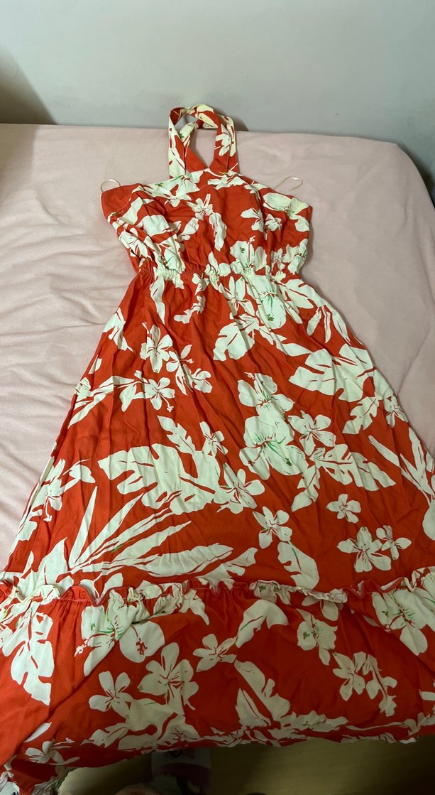 Nar Cicegi Desenli Uzun Bohem Elbise - Görsel 2