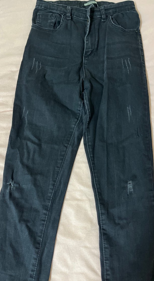 Siyah Dar Kesim Kadın Denim Pantolon - Görsel 2