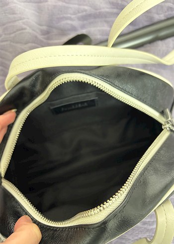 Modern Klasik Siyah-Beyaz Deri Kadın Çanta - Görsel 3