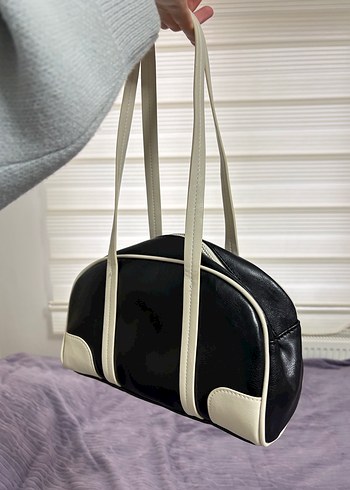 Modern Klasik Siyah-Beyaz Deri Kadın Çanta - Görsel 2