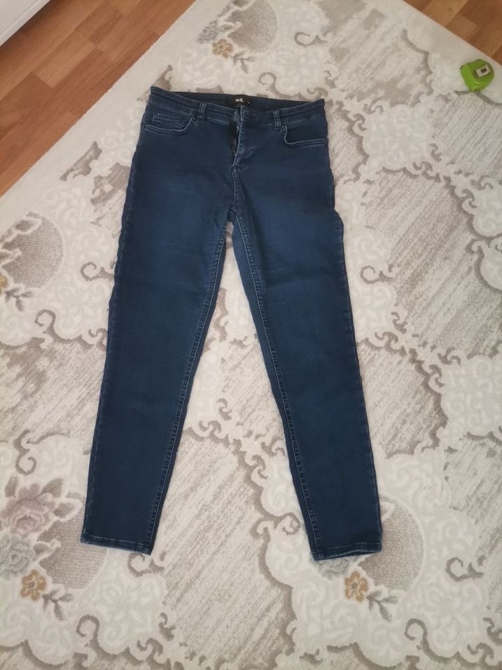 Mavi Normal Boy Bol Kesim Kadın Kot Pantolon - Görsel 3