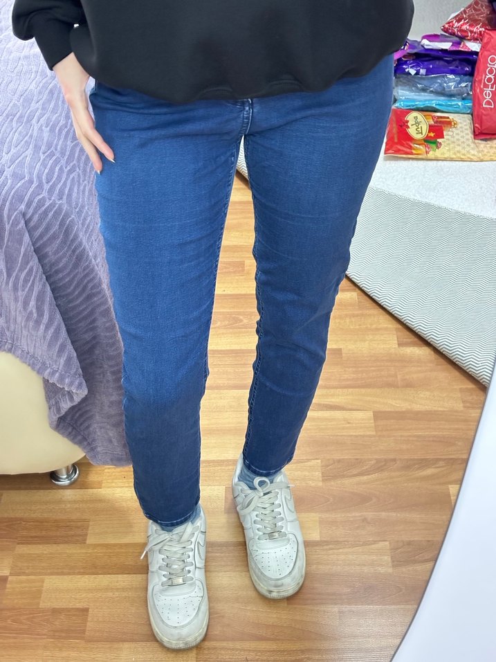 Mavi Normal Boy Bol Kesim Kadın Kot Pantolon - Görsel 2