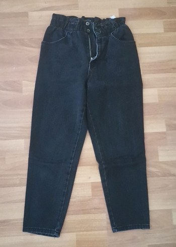 Siyah Rahat Kesim Midi Kadın Kot Pantolon - Görsel 2