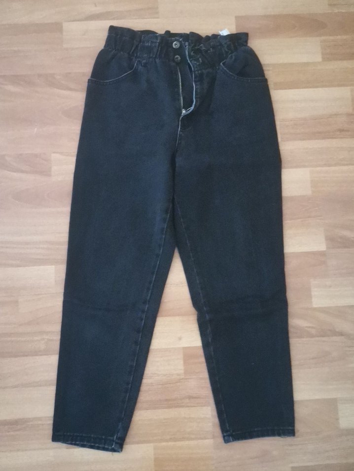 Siyah Rahat Kesim Midi Kadın Kot Pantolon - Görsel 2