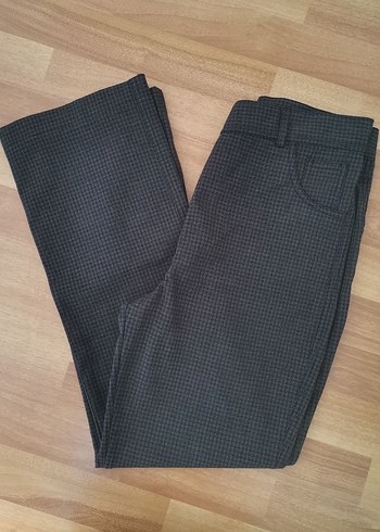 Düğmeli Gri Kadın Kumaş Pantolon - Görsel 3