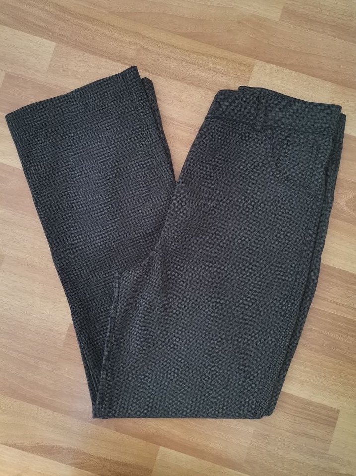 Düğmeli Gri Kadın Kumaş Pantolon - Görsel 3