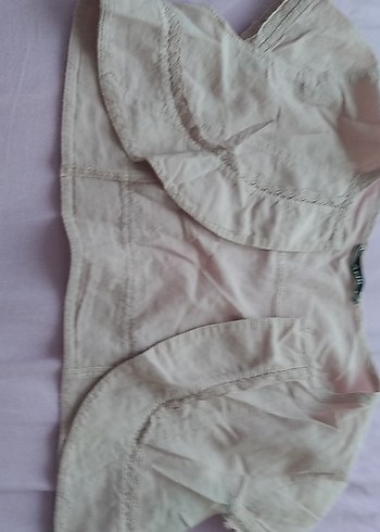 Kız Çocuk Keten Bej Bolero - Görsel 2