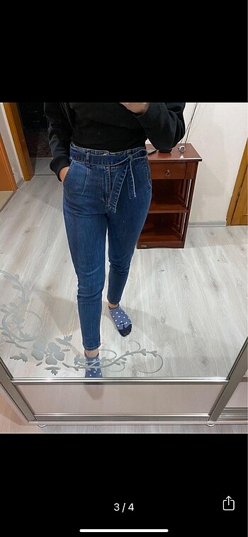 Addax beli kemerli Mom jean