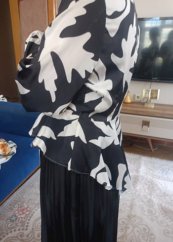 Diğer Uzun Kollu, Yüksek Yakalı, Desenli Kadın Bluz