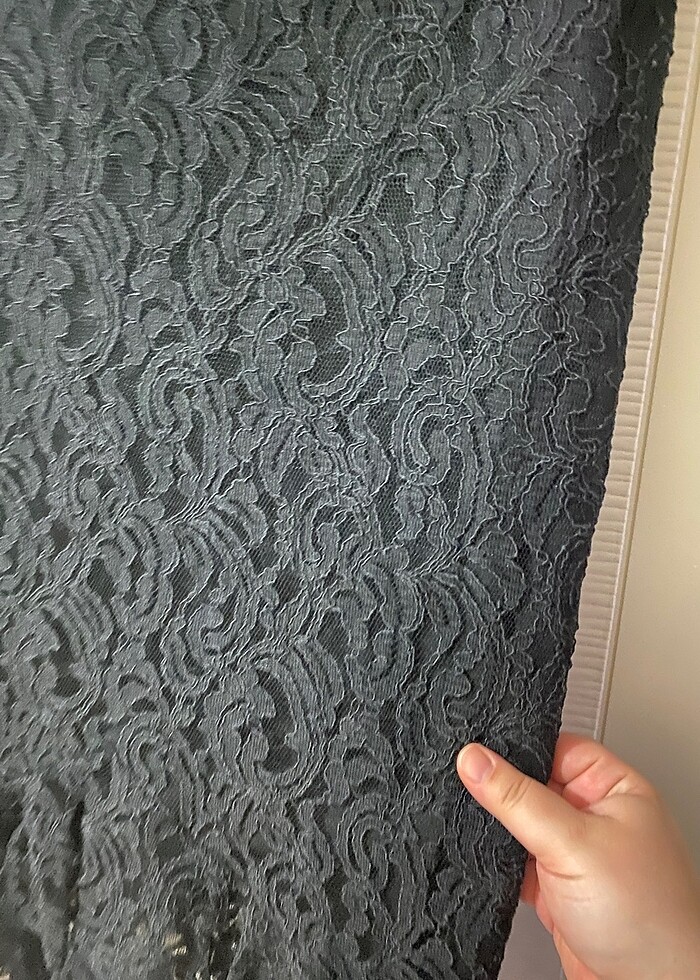 Siyah Abiye Dantel Midi Boy - Görsel 2