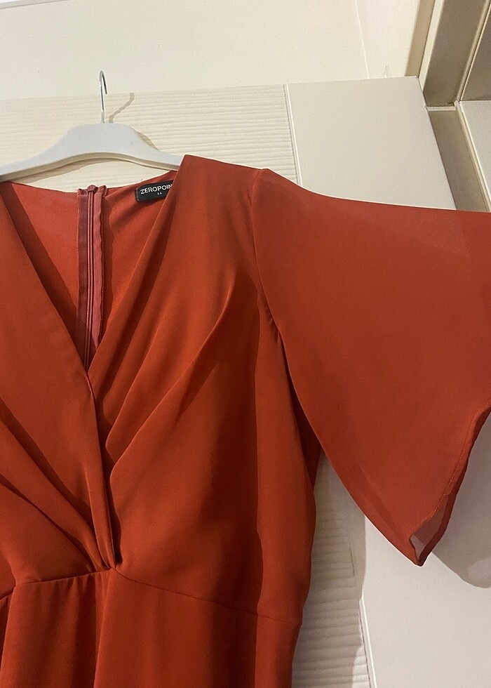 Şifon Elbise Kiremit Renk Abiye - Görsel 2