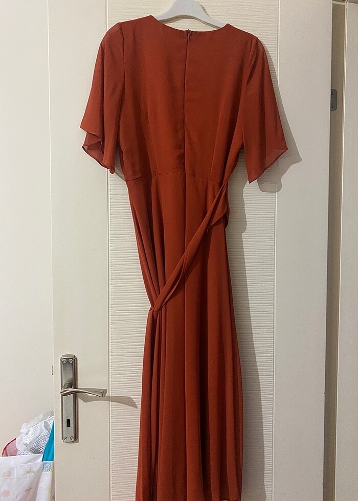 Şifon Elbise Kiremit Renk Abiye - Görsel 3