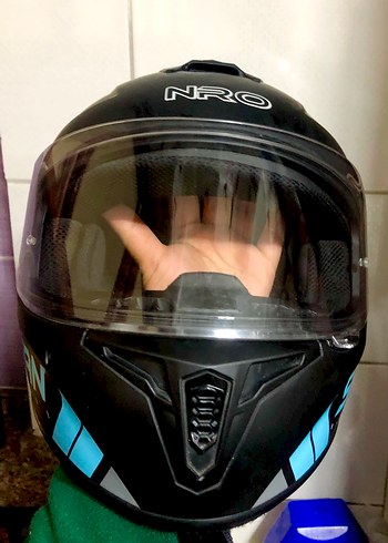 Mavi Zincir Detaylı Biker Kask - Görsel 4
