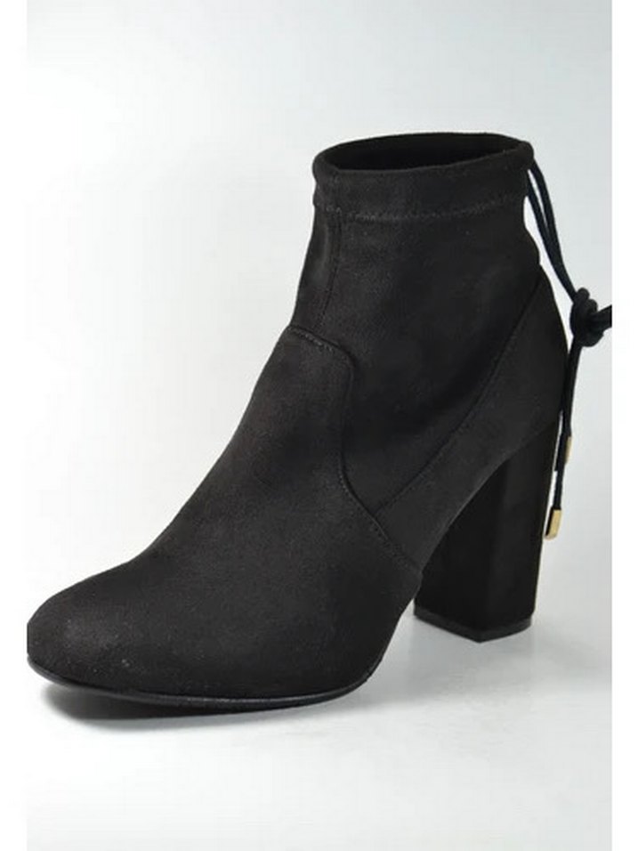 ELLE - Siyah Süet Kadın Topuklu Bot - Görsel 5
