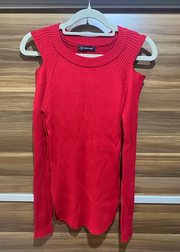 Karol - Kırmızı Triko Kadın Kazak - Görsel 2