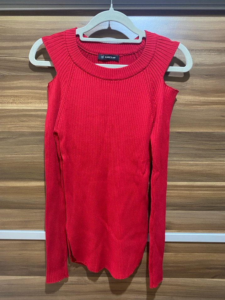 Karol - Kırmızı Triko Kadın Kazak - Görsel 2