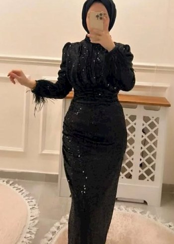Siyah Yılan Desenli Uzun Abiye Elbise