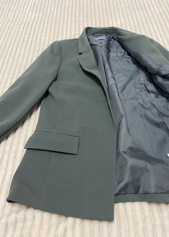 Haki yeşil  renk Kadın Ofis Blazeri, Normal Kesim, Uzun Kollu - Görsel 4