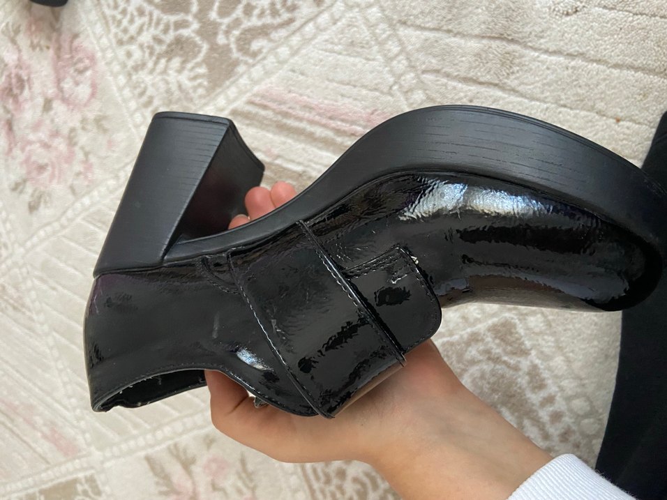 Siyah Yılan Desenli Platform Topuklu Kadın Ayakkabı - Görsel 2