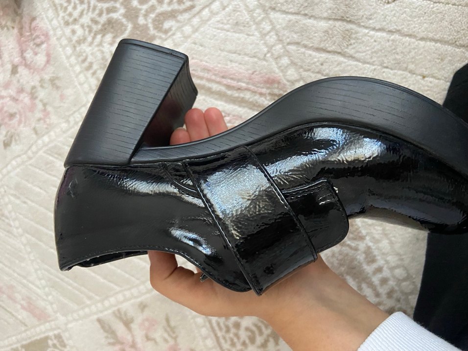 Siyah Yılan Desenli Platform Topuklu Kadın Ayakkabı - Görsel 4