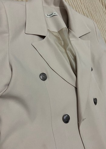 Bej Kadın Blazer Ceket testtür - Görsel 5