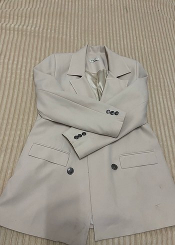 Bej Kadın Blazer Ceket testtür - Görsel 7