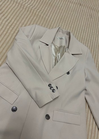 Bej Kadın Blazer Ceket testtür - Görsel 4