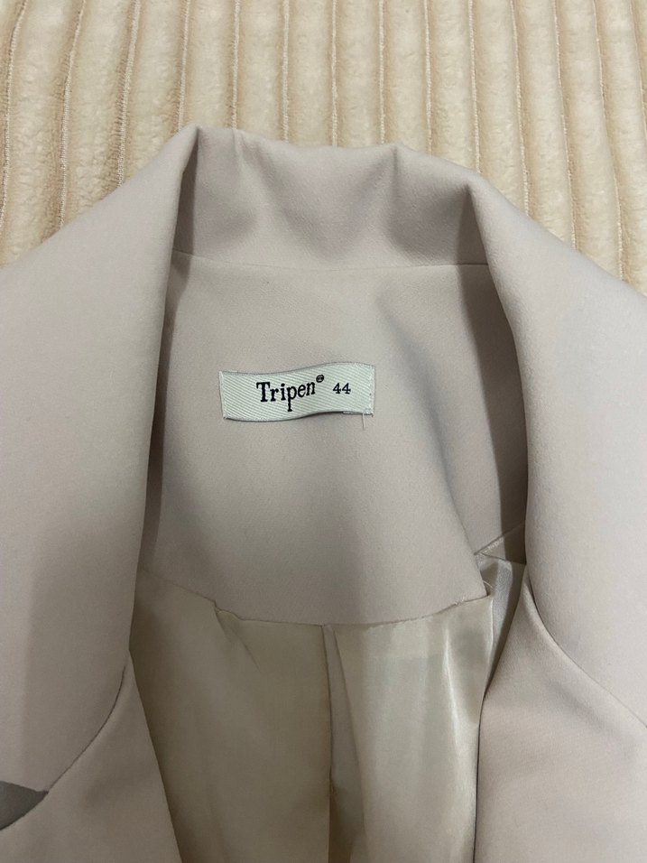 Bej Kadın Blazer Ceket testtür - Görsel 3