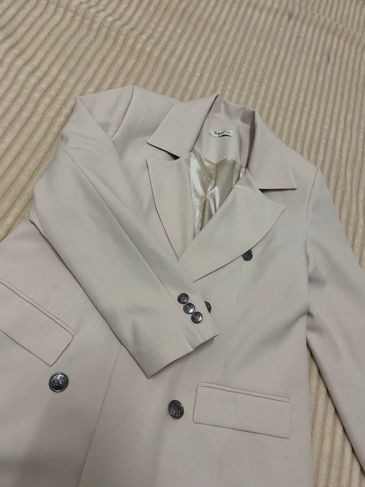 Bej Kadın Blazer Ceket testtür - Görsel 4