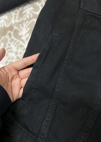 Siyah Düğmeli fermuarlı  erkek Denim Ceket kapşonlu - Görsel 7