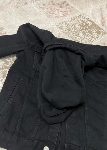 Siyah Düğmeli fermuarlı  erkek Denim Ceket kapşonlu - Görsel 2