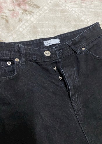 Düğmeli Siyah Rahat Kesim  erkek Kot Pantolon - Görsel 4