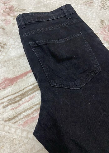 Düğmeli Siyah Rahat Kesim  erkek Kot Pantolon - Görsel 3