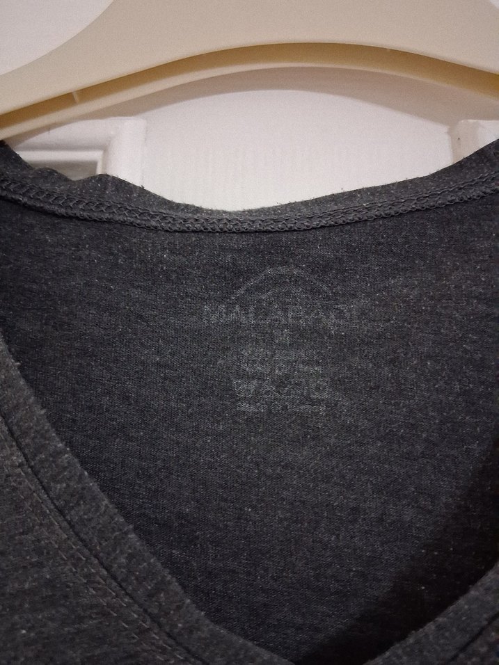 Gri V Yaka Erkek Tişört - Görsel 3