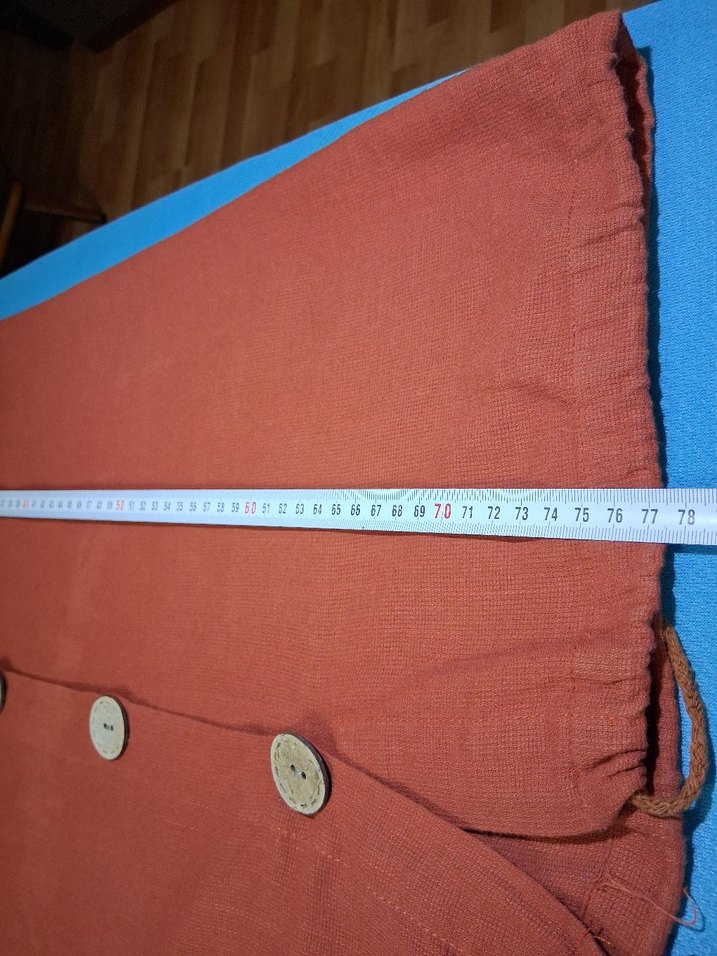 Düğmeli Kiremit renk Keten Kadın Gömlek - Görsel 5