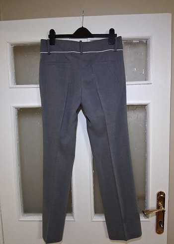 Gri Düğmeli Midi Kumaş Pantolon - Görsel 2