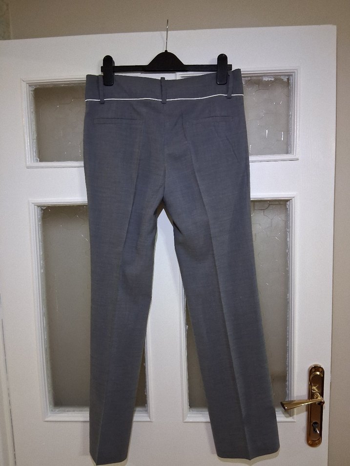 Gri Düğmeli Midi Kumaş Pantolon - Görsel 2