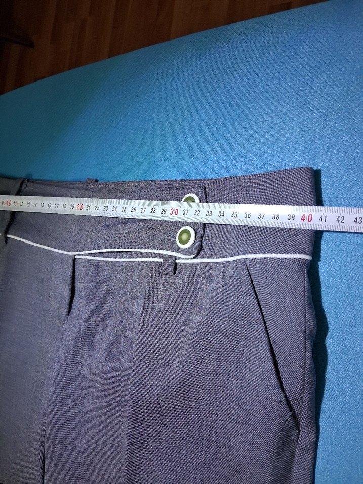 Gri Düğmeli Midi Kumaş Pantolon - Görsel 3