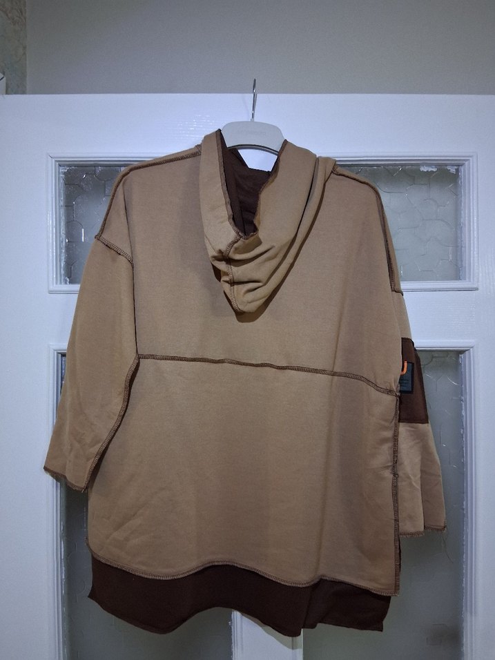 Kapüşonlu Kahverengi Salaş Sweatshirt - Görsel 2