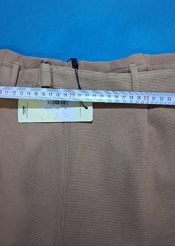 Kadın Bej Süet Kemerli Rahat Pantolon - Görsel 4