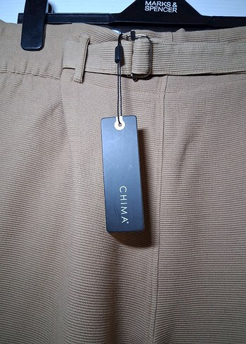 Kadın Bej Süet Kemerli Rahat Pantolon - Görsel 2