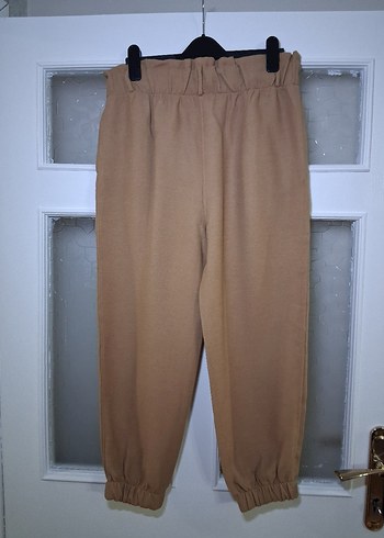 Kadın Bej Süet Kemerli Rahat Pantolon - Görsel 3