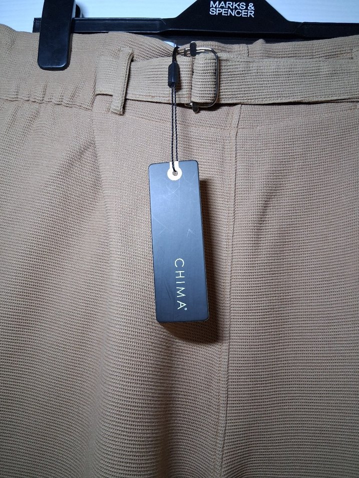 Kadın Bej Süet Kemerli Rahat Pantolon - Görsel 2