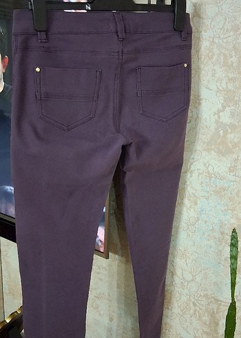 Mor Kadın Kalın Kumaş Pantolon Midi Boy - Görsel 3