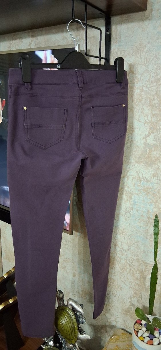 Mor Kadın Kalın Kumaş Pantolon Midi Boy - Görsel 3