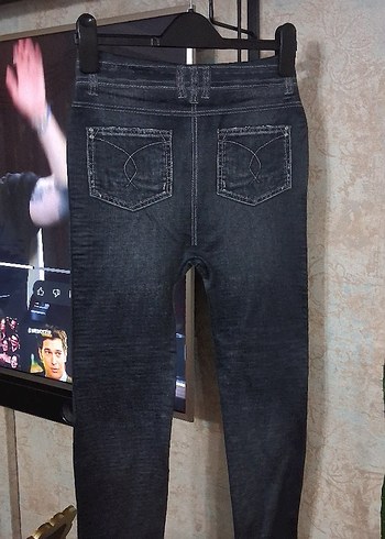 Gri Kadın Denim Tayt - Görsel 3