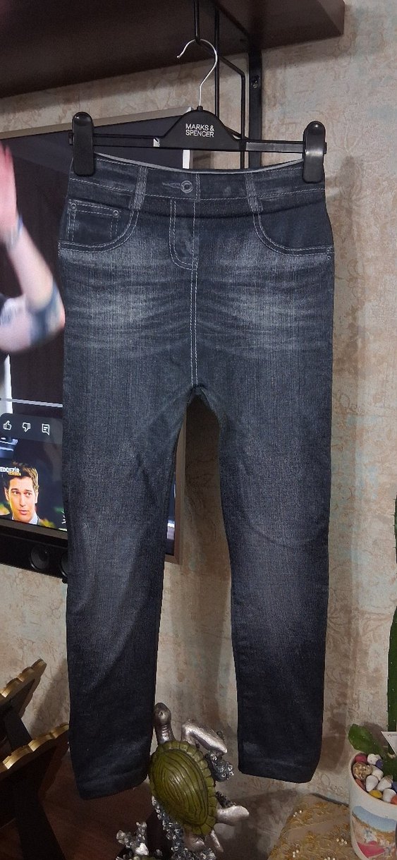 Gri Kadın Denim Tayt - Görsel 2