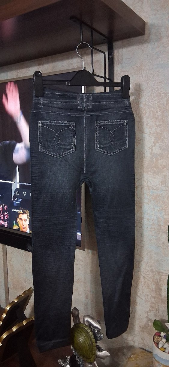 Gri Kadın Denim Tayt - Görsel 3